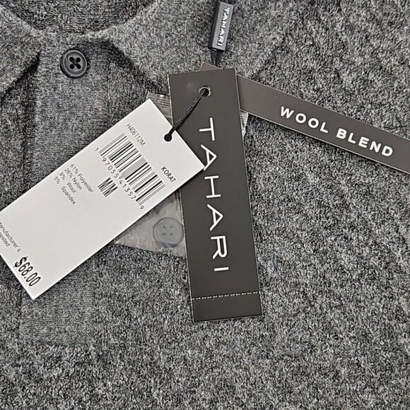 Tahari Wool Blend Sweater Men's Medium Grey Long Sleeve Pullover NWT MSRP $70 - Picture 8 of 16